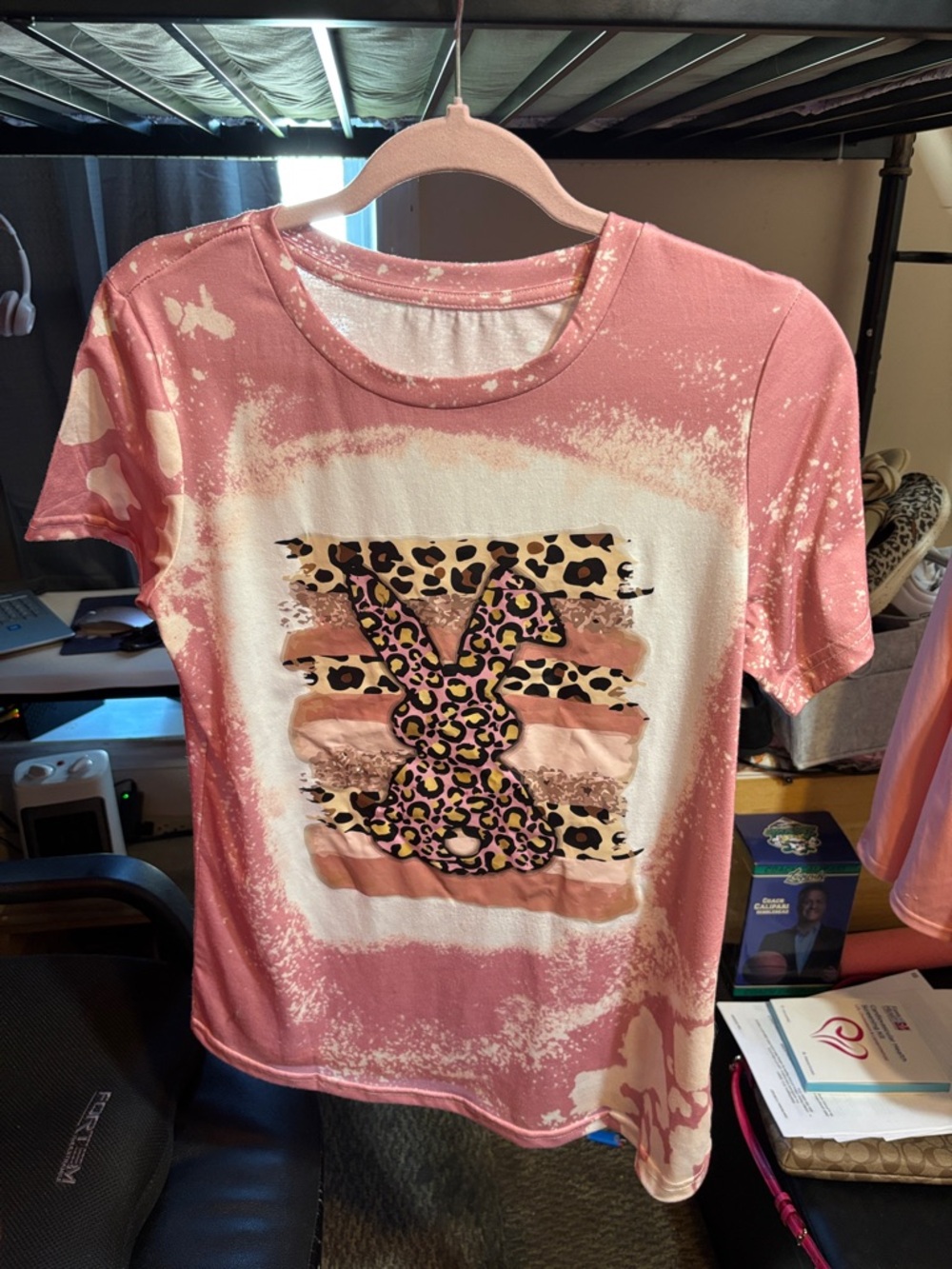 Pink Animal Print Bunny Graphic Tee
